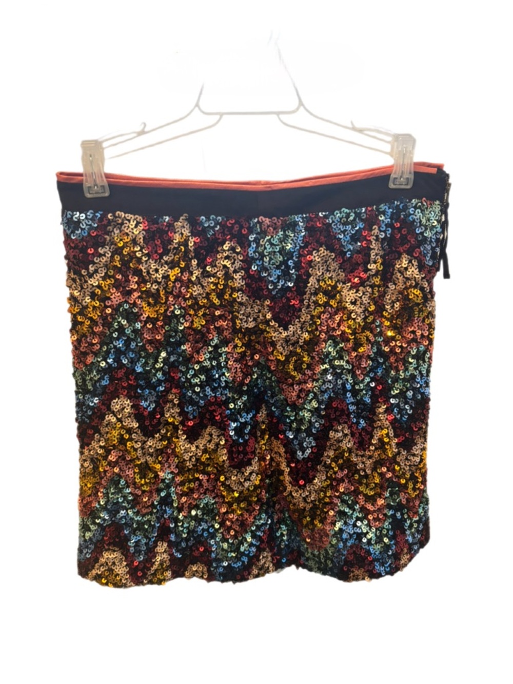 Maeve by Anthropologie Zig-Zag Sequin Mini Skirt - Multicolor Chevron - 6P
